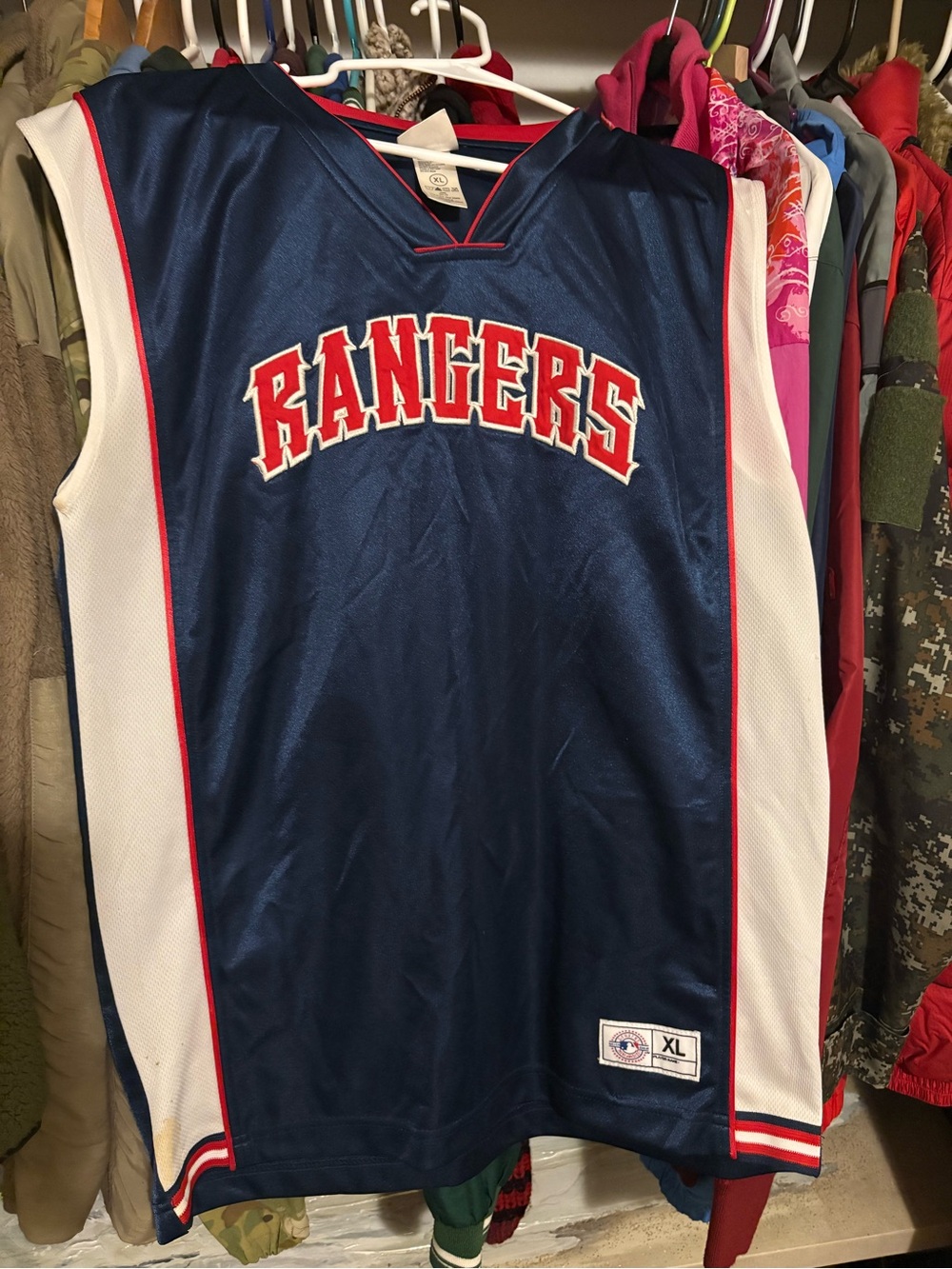 Texas Rangers MLB sleeveless basketball-style mashup jersey